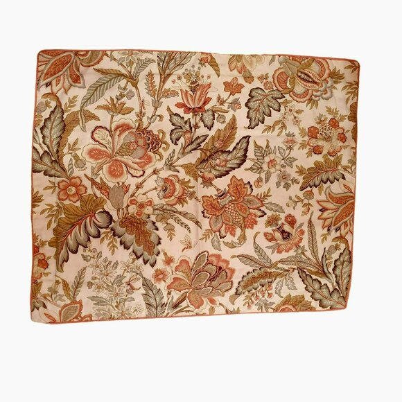 Biltmore Reversible Pillow Sham, Floral, Stripes, Coral Light Green Tan Cream - Picture 1 of 6
